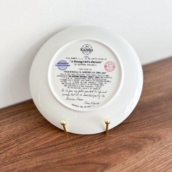 1985 Norman Rockwell Plate “A Young Girl’s Dream” – Knowles Collector Art - Picture 3 of 4